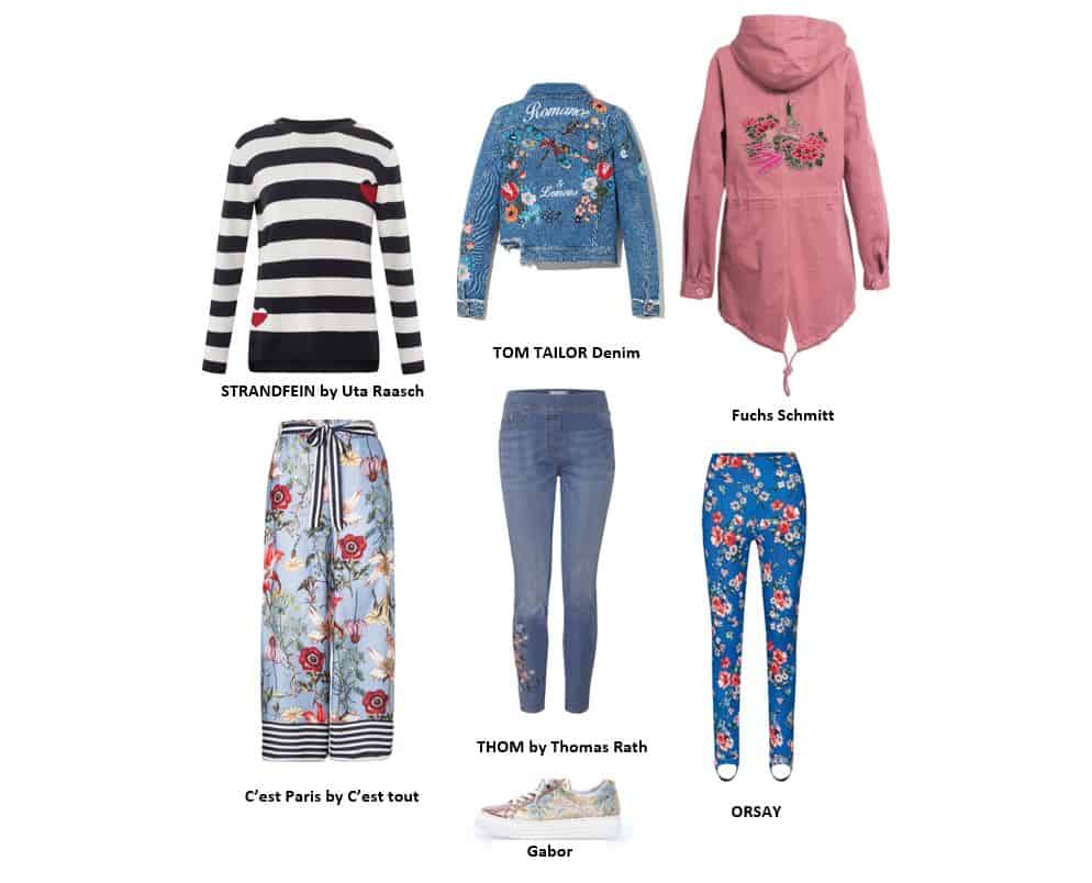 Streifen und Blumenprint Kleidung und Schuhe im Streifenprint und Blumenprint